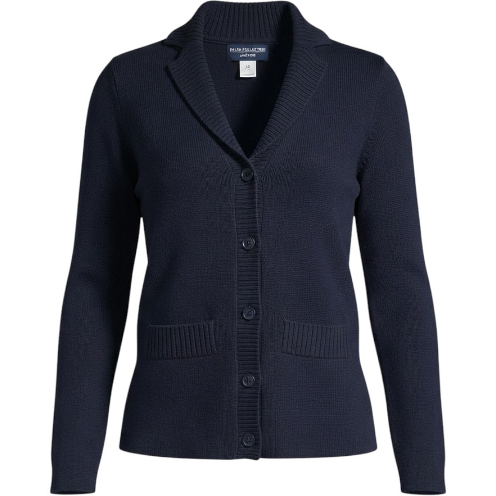 Lands' End Delta Collection Navy Blue Shawl Collar Cardigan Sweater Womens XS